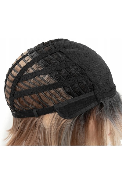 NO BRAND Perucă de damă blondă tip bob, păr natural