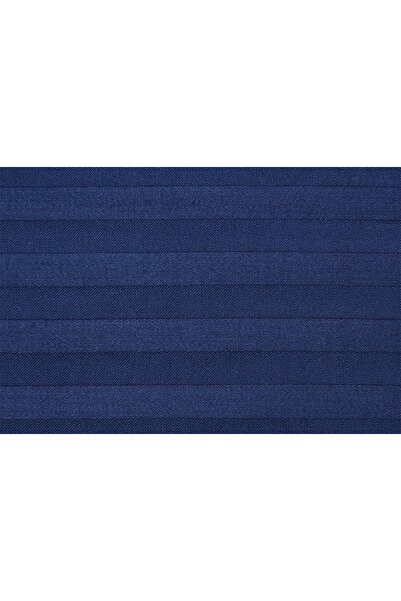 NO BRAND Lenjerie de pat damasc cu dungi 160x200 albastru închis