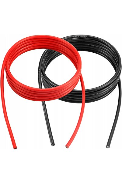 NO BRAND Cablu flexibil din silicon 18AWG - 2.5m Roșu + 2.5m Negru - Durabili...