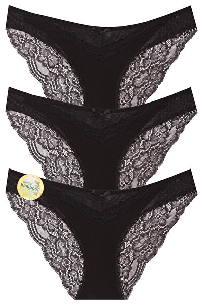 papatya lingerie سراويل داخلية أنيقة بتصميم من الدانتيل وقماش الخيزران، عبوة ...