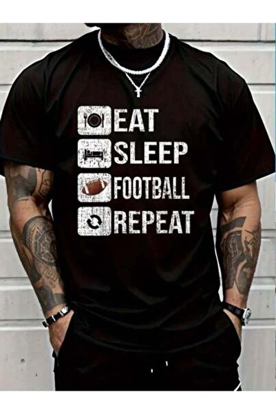 LİNA06 تي شيرت مطبوع عليه 100% قطن Eat Sleep Retriat Love Football Vintage Gi...