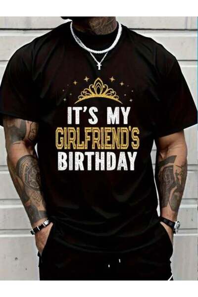 LİNA06 تي شيرت مصنوع من القطن بنسبة 100%، تي شيرت مطبوع عليه It's My Girlfrie...