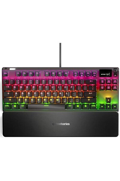 SteelSeries Apex 7 TKL Mechanical Gaming Keyboard with OLED Display, Red Swit...