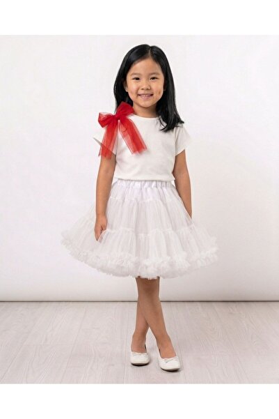 Lily and Co Girl's Tutu Skirt Set with Shoulder Bow, White T-Shirt, 2-Piece C...