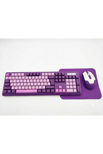 gaman WS737 Mor Kablosuz Klavye Mouse ve Mouse Pad Seti USB Nano Alıcılı - Pi...
