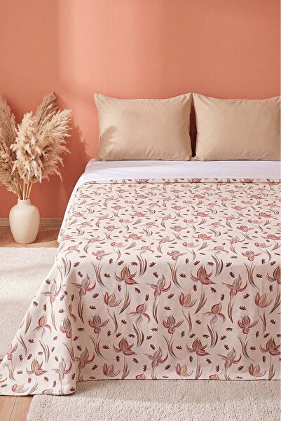 Rivaİstanbul Red Freesia Patterned Double Printed Pique & Bedspread 200X230 cm