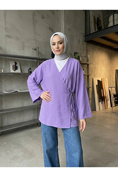 Foremia Side-Tie Strawberry Tunic-Lilac