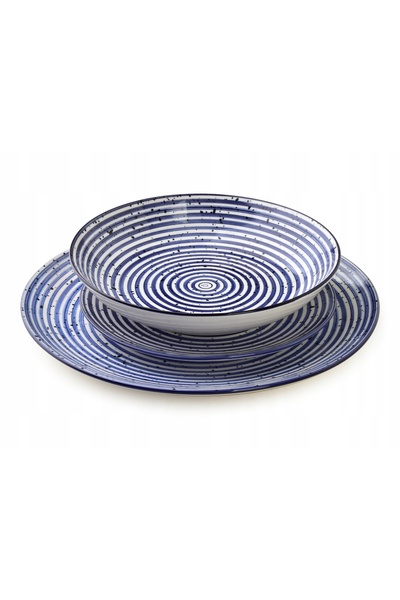 Cookini by MONDEX Set de cină STRIPES BLUE 18 piese, bol 27/19/20cm, 550ml