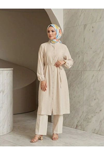 Foremia Hakim Collar Long Tunic-Beige