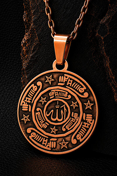 OSMANLI GÜMÜŞ Women's and Men's Copper Necklace Thick Model Celcelutiy Patter...