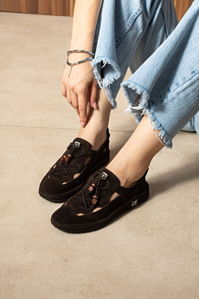 DUXAL SHOES Paige Hakiki Deri Kadın Boncuk Detaylı Tasarım Yazlık Kapalı Sandalet & Ayakkabı