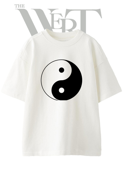 THEWERT Yin Yang_2 Μπλουζάκι με στάμπα σχεδίου Unisex, λευκό, oversized