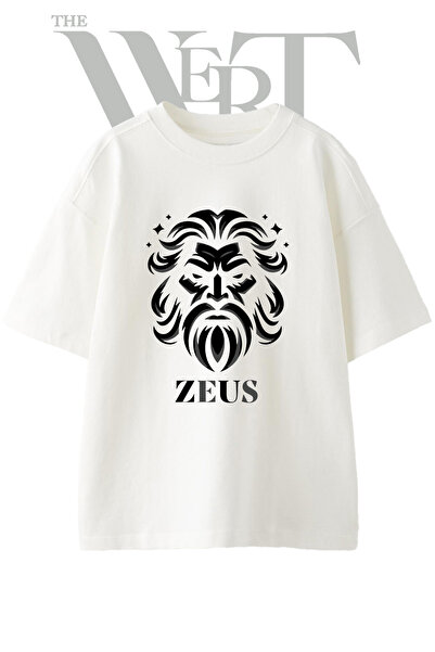 THEWERT Μπλουζάκι Zeus Design με στάμπα Unisex Λευκό Oversize