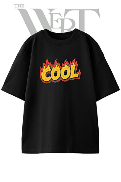 THEWERT Cool Flame Design T-shirt sa printom, unisex, crna, velika veličina