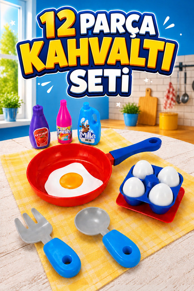 Oyuncak Mutfak Seti Çocuk Kahvaltı Seti Tava Yumurta Seti Yemek Yapma Oyuncağı
