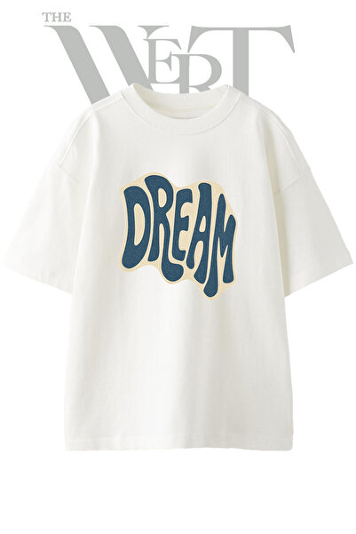 THEWERT Tricou oversize alb unisex cu imprimeu Dream Groovy Design