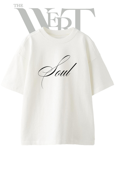 THEWERT Soul Design štampana unisex bela majica prevelikog kroja