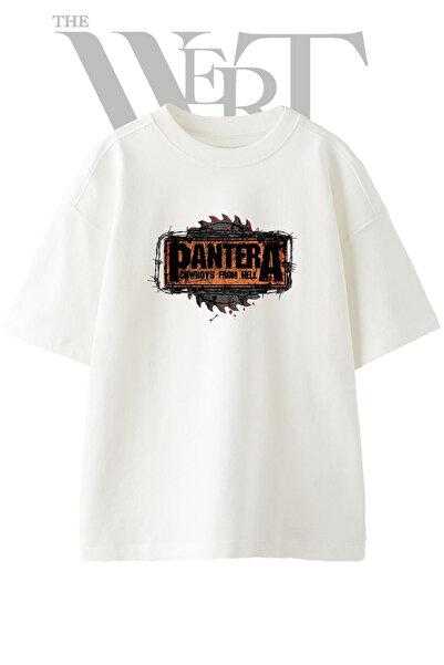 THEWERT Tricou oversize alb unisex cu imprimeu Pantera Cowboys From Hell