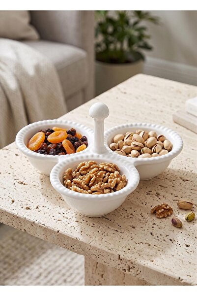The Mia Grd0022 Large Serving Plate with Compartments White 24 cm