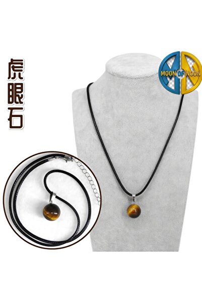 Moon of Noon MOON'S COLLECTION Natural Tiger Eye Gemstone Sphere Pendant Neck...