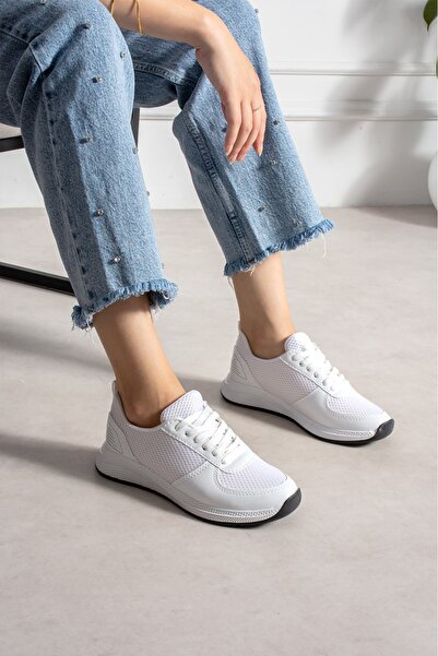 Encool Women's White Mesh Lace-Up Casual Sneaker Sports Shoes