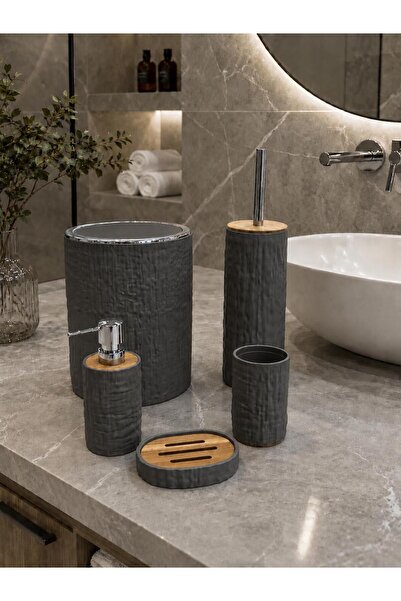 ACAR Acrylic 5-Piece Bathroom Set Tkebt Grey