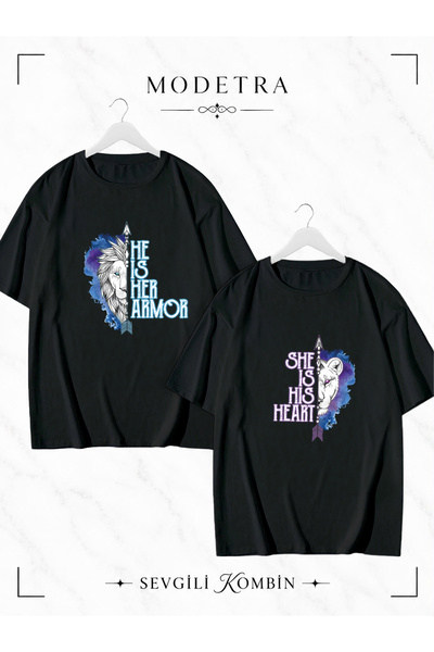 Modetra Women Men Colorful Lion Arrow Medium Front Printed Lover Couple Combi...