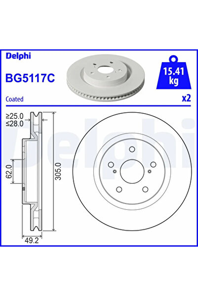 DELPHİ Set Discuri Frana Lexus Es/Ux Toyota Camry/Corolla Cross/Prius 2017-2024