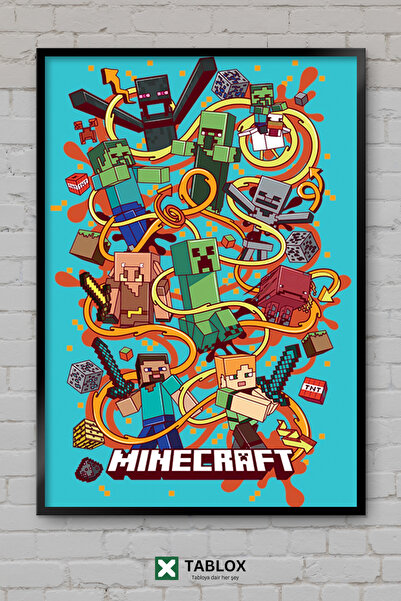 TABLOX Minecraft Creeper Steve Igra Dete Tinejdžer Drveni Okvir Dekorativna M...