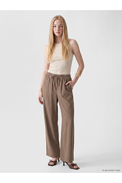 LC Waikiki Brown Elastic Waist Modal Blend Women's Trousers