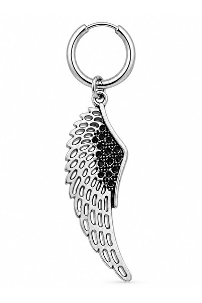 Blisse Piercing Unisex Silver Color Surgical Steel Dangle Angel Wing Figured ...