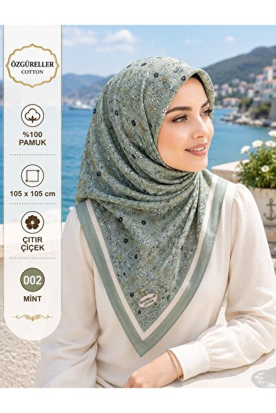 ÖZGÜRELLER 105x105 Çıtır Çiçek Desen %100 Pamuk Tülbent