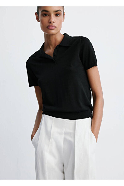 MANGO Woman Fine-knit polo sweater