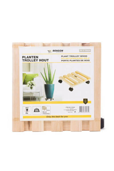 Benson Suport ghiveci pentru plante din lemn mobil cu 4 roti, interior-exteri...