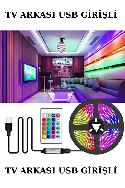 CATEKSSS Şerit Led 3 Renk Rgb Uzaktan Kumandalı 5 Metre Televizyon Arkası Usb...