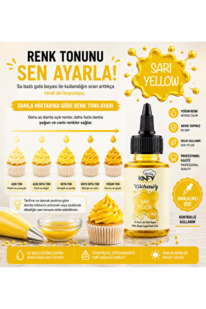 Kitchenify Su Bazlı Likit Gıda Boyası Sarı 60 g
