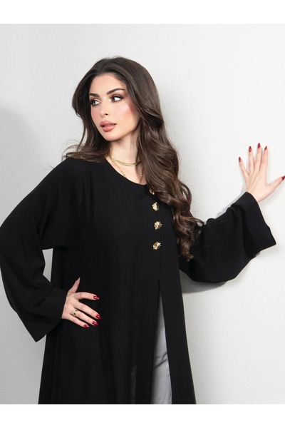 lutezi عباية سيفا نسائية سادة بقصة نص كلوش - قماش سوبر ندى فاخر - لون أسود