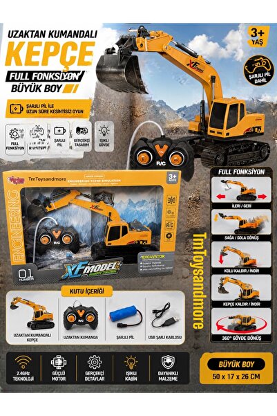 tmtoysandmore Kepçe Ekskavatör Uzaktan Kumandalı Şarjlı Full Fonk Büyük Boy Ç...