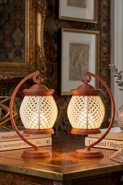 Shapy Dekoratif Kandil Seti 2’li - Pilli Tealight Mum Hediyeli Askılı Masa Süsü