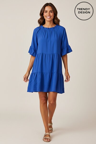 Generic Brand Rochie Scurtă de Vară – Croială Lejeră în Straturi cu Volane și...