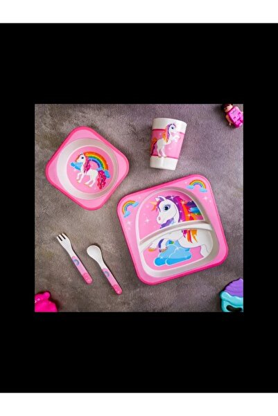 Generic 5pcs/set Cartoon Tableware Set Bamboo Fiber Tableware for Baby Kids S...