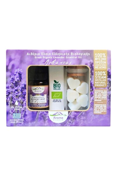 Aroma Pieria ΒΙΟ Αιθέριο Έλαιο Ελληνικής Λεβάντας 10ml – Gift Box με 5 Χειροπ...
