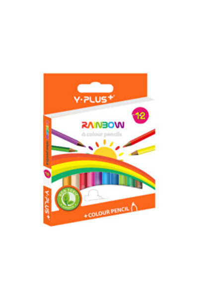 Y Plus Creioane colorate Rainbow cu ascuțitoare - 12 bucăți - Y-Plus