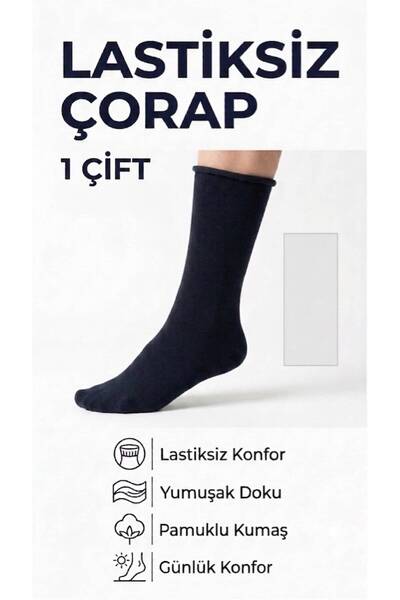 mühendislersocks Pamuklu 1 çift Lastiksiz Çorap – Diyabetik – Lacivert – Esne...
