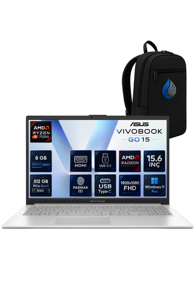 ASUS Vivobook Go 15 AMD Ryzen 5 7520U 8 GB LPDDR5 512 GB SSD 15.6'' Full HD W...