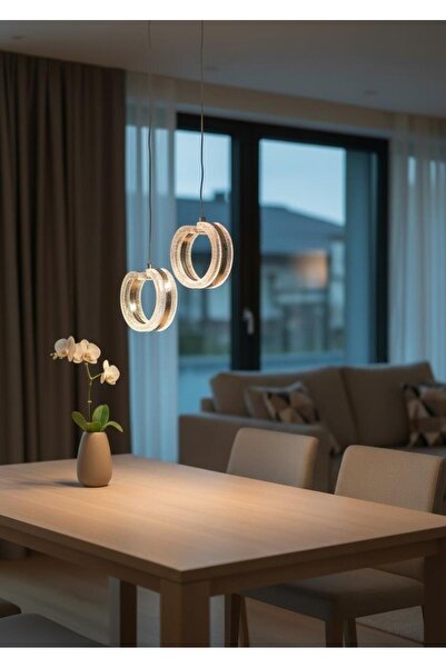 İkili Halka Model 3 Renk Led Avize