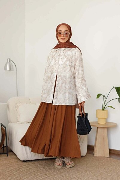 müqofficial Waffle Draped Skirt - Brown