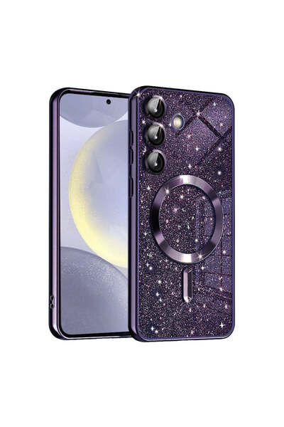 Techsuit Husă pentru Samsung Galaxy S24, Lux Glitter MagSafe, albastru - violet