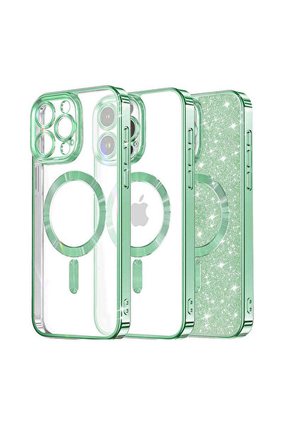 Techsuit Case for iPhone 12 Pro, Lux Glitter MagSafe, blue - light green