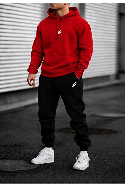 zeag Men's Double Stripe Hooded Tracksuit Set